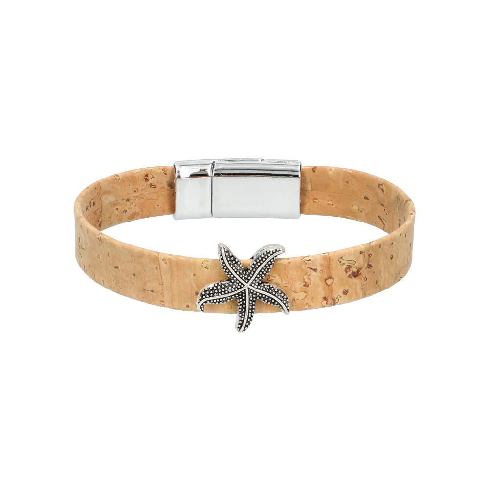 Bracelet en liège femme - étoile de mer - Fabrication Portugal - Naturel